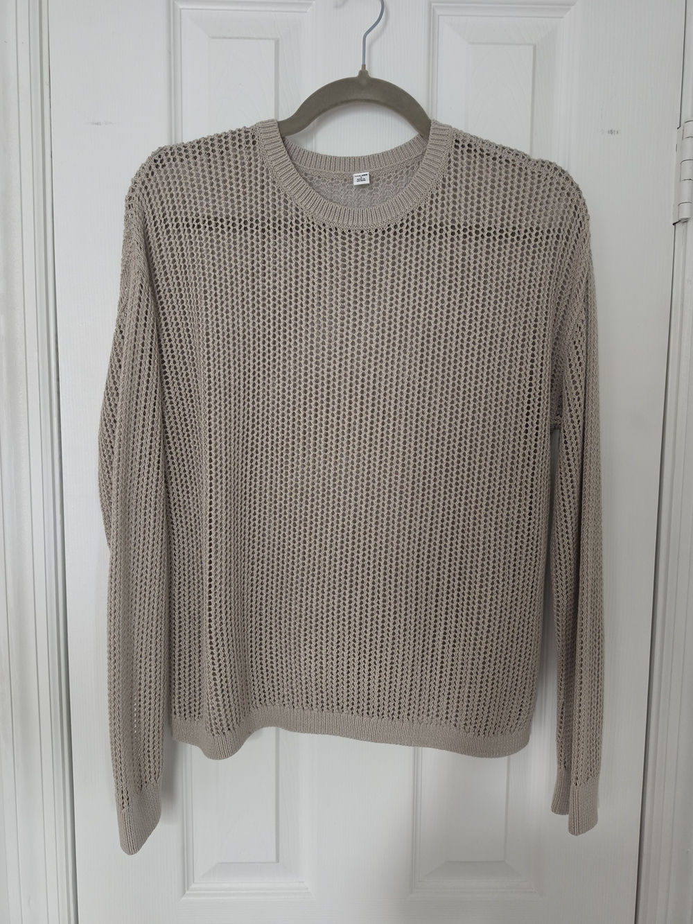 Uniqlo Lightweight Open-Weave Crewneck Sweater - Beige